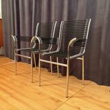 Pair of "Sandows" chairs designed by Rene Herbst, Bauhaus, France, 1980s