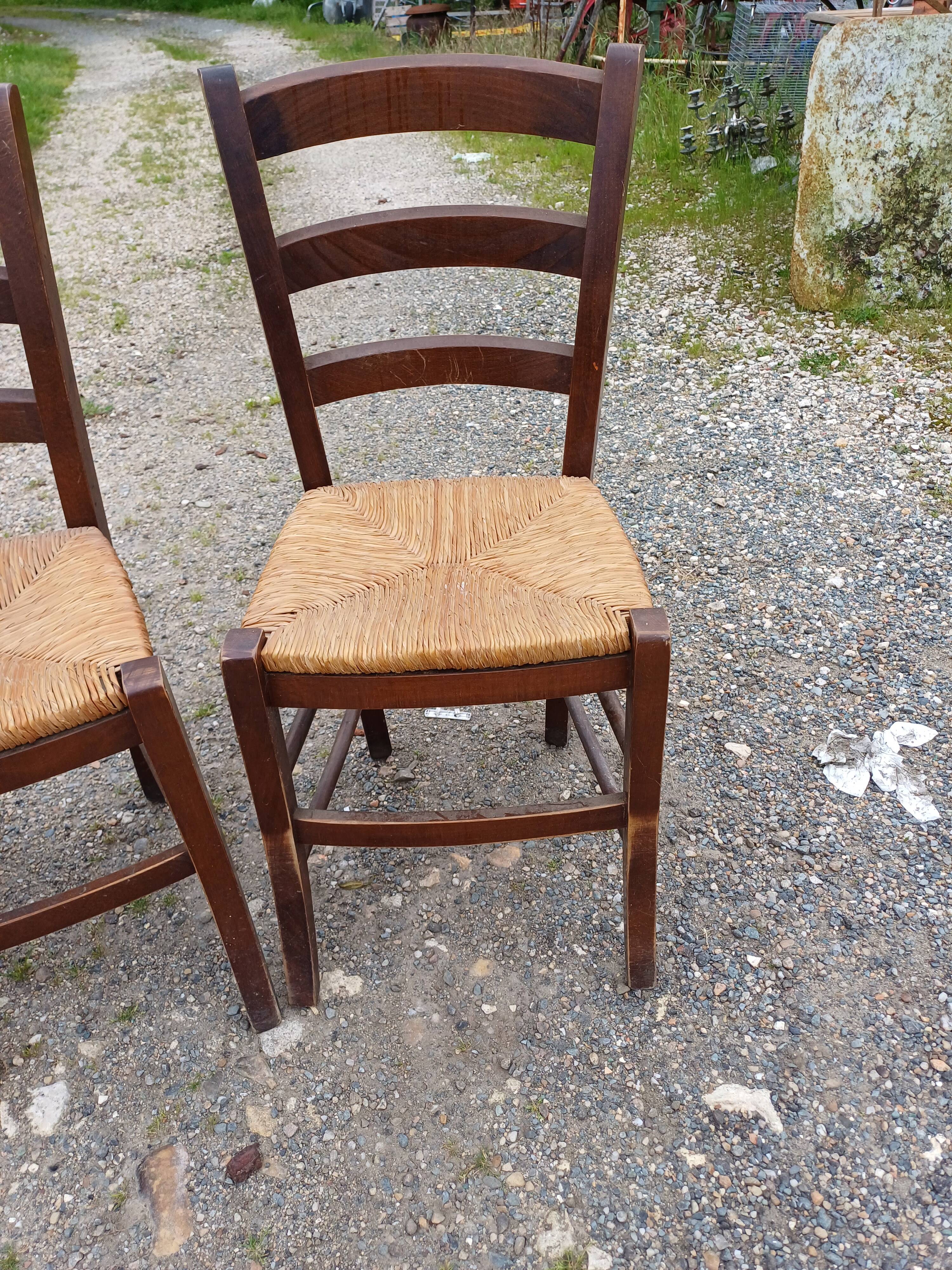 4 Old Straw Chairs