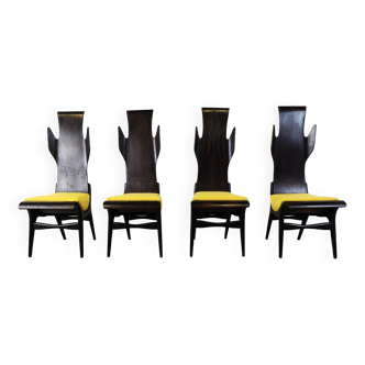 Mid century high back flame dining chairs by Dante Latorre, 1950s