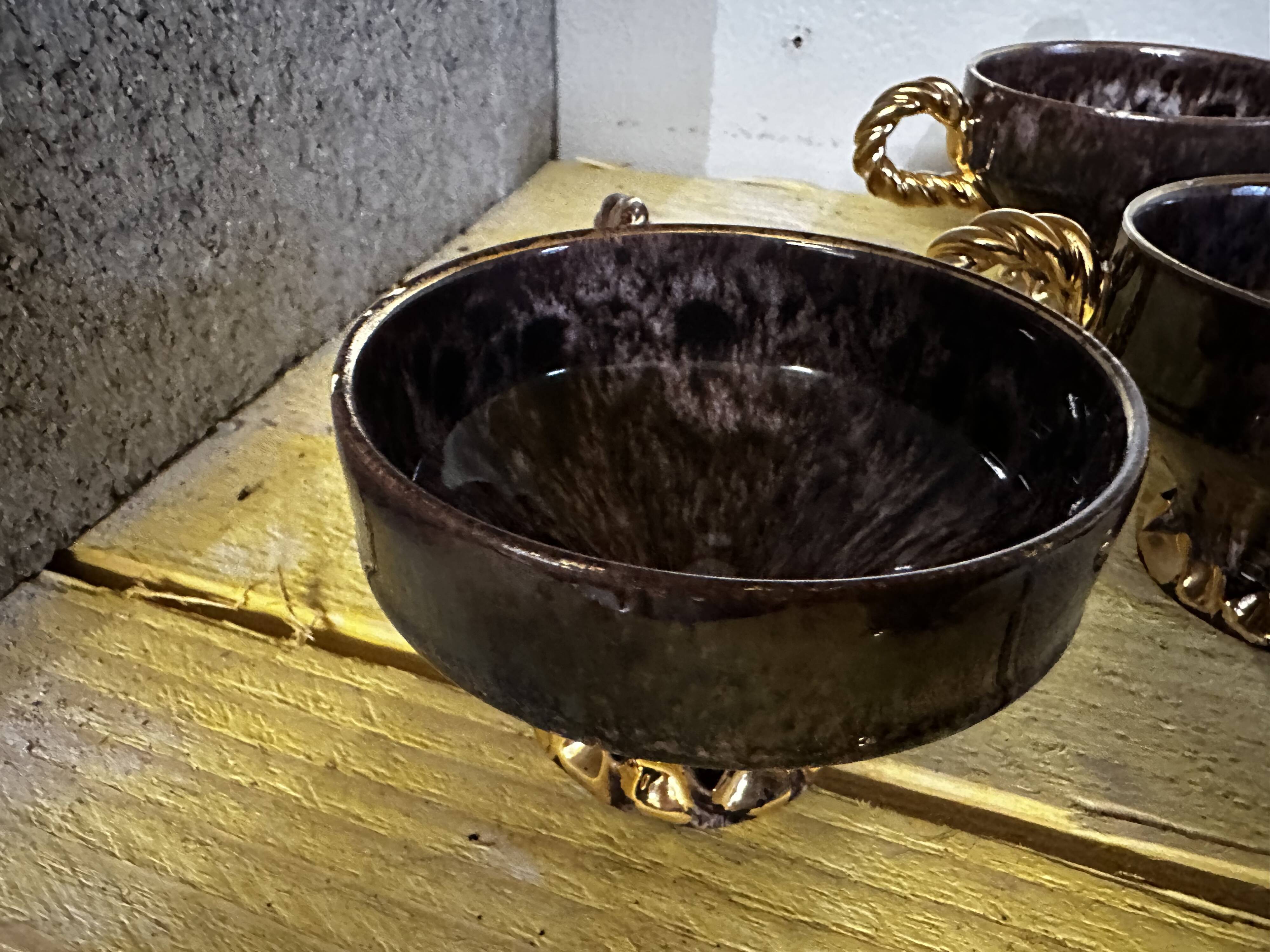6 Maius-Giuge Vallauris ceramic teacups