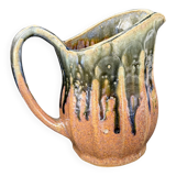 70s glazed stoneware pitcher – signed, French ceramic