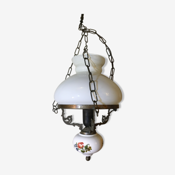 Ceramic and opaline hanging lamp