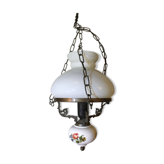 Ceramic and opaline hanging lamp