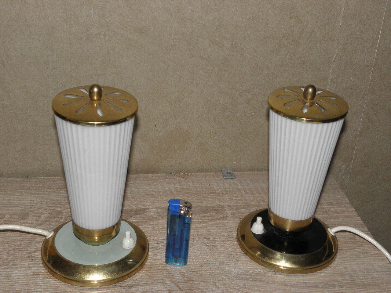 Pair of vintage bed bedside lamps