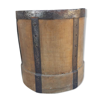 vintage grain measure wooden and iron storage basket