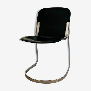 Black leather chair editions Cidue, Italy 70s