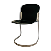 Chaise en cuir noir éditions Cidue, Italie années 70