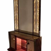 Luigi Brusotti Mid-Century Modern Italian Bar Cabinet with Decorated Mirror