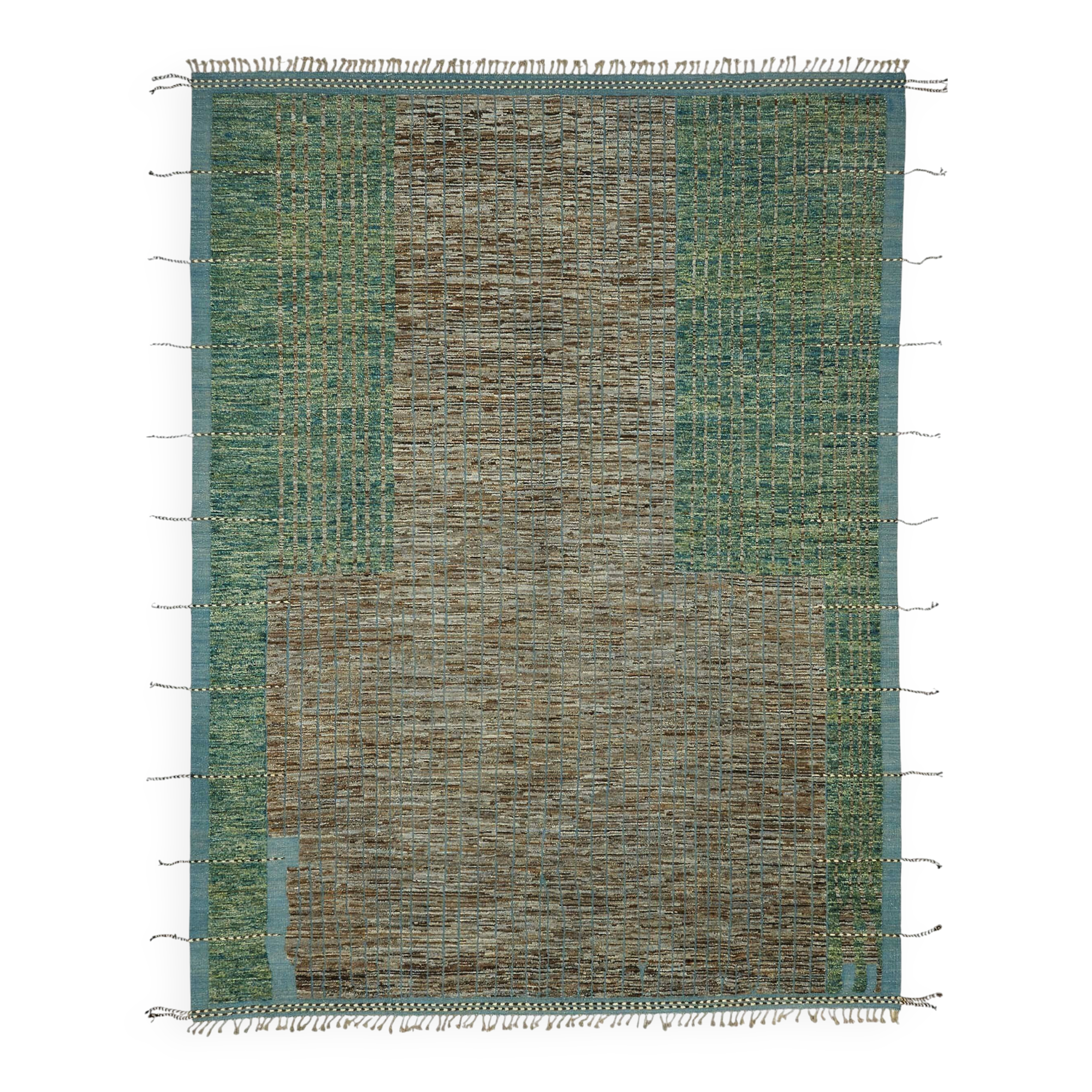 Handmade Tribal Decorative 323 cm x 425 cm Green Wool Carpet