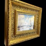 Painting / oil on canvas signed "f.nioli" (low tide) well framed