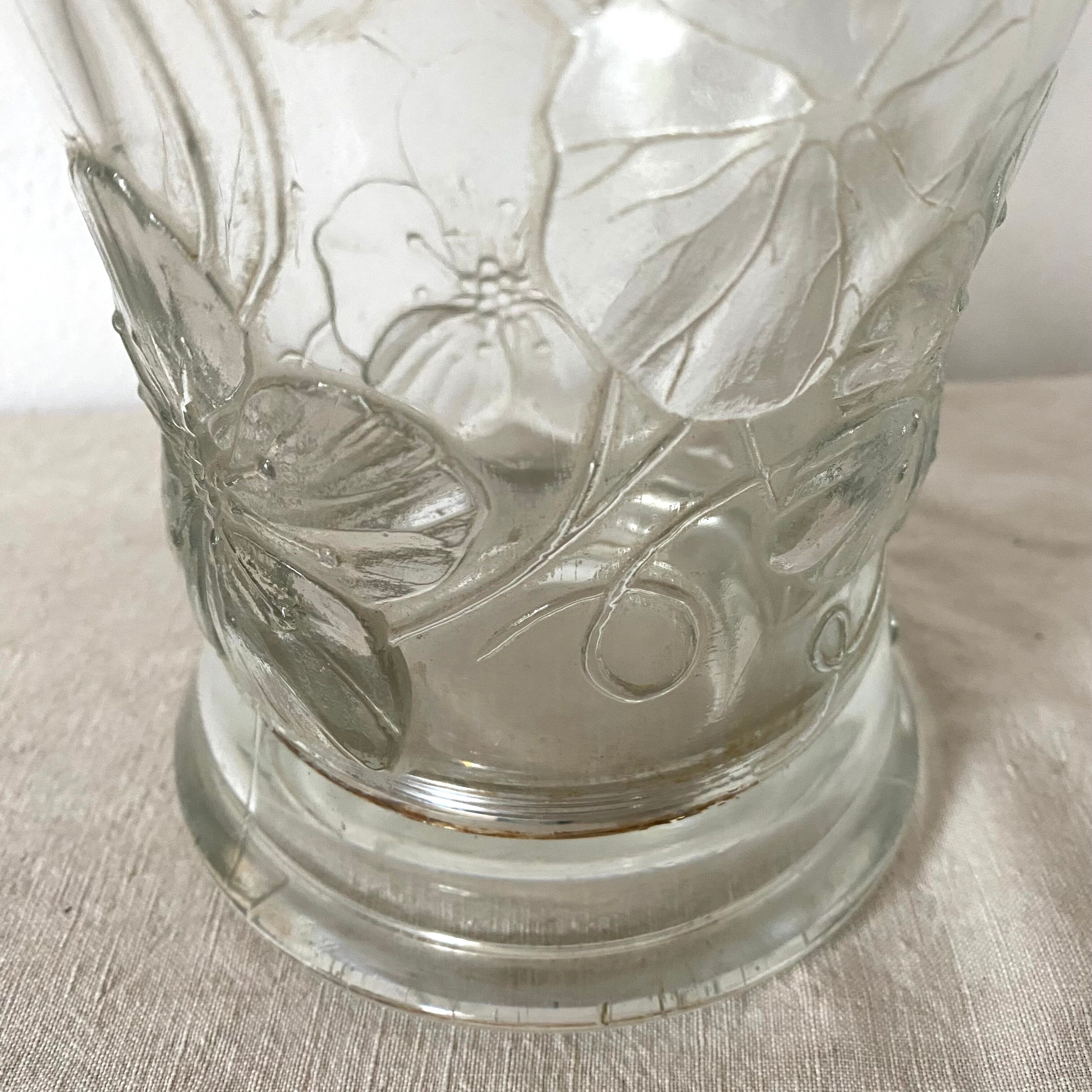 Antique glass vase with embossed nasturtiums