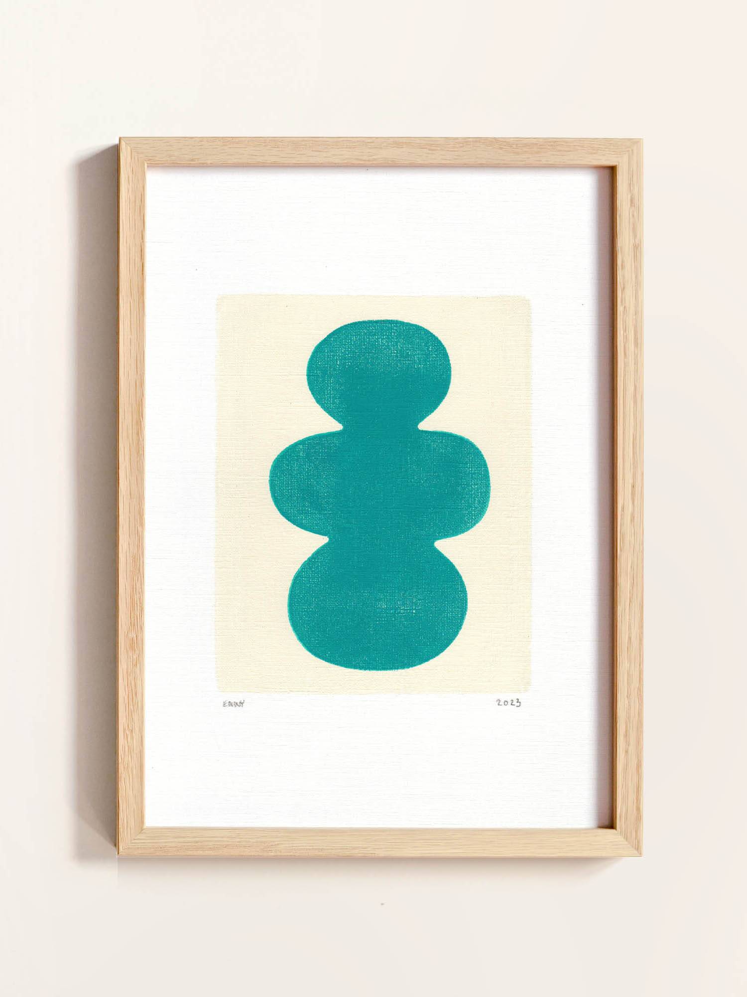 Original abstract painting - Venus - turquoise blue - H209 - signed Eawy