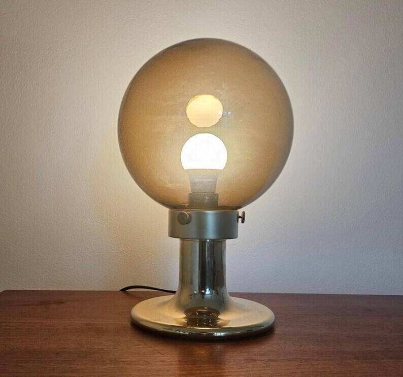 Very Rare Midcentury Large Table Brass Lamp, Switzerland, 1970s