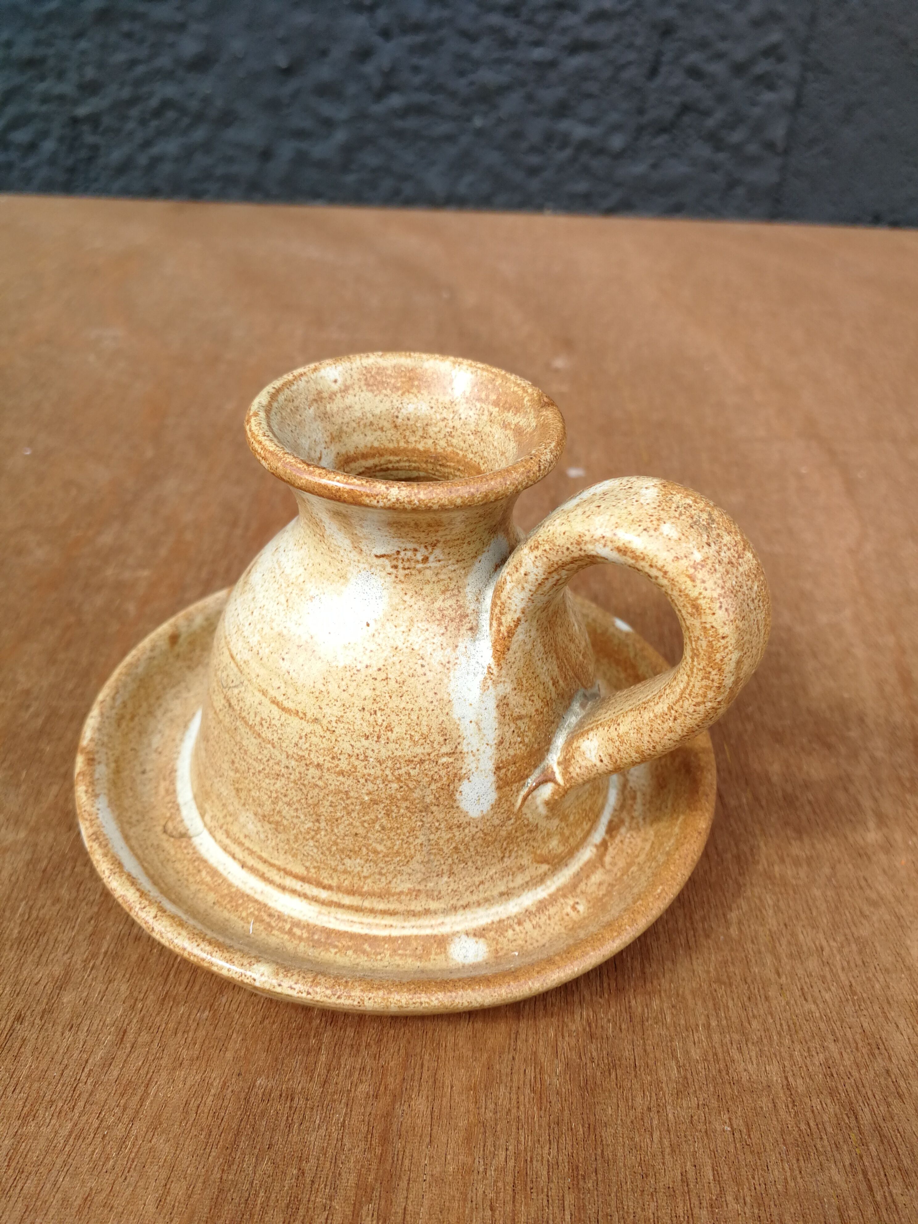 Glazed stoneware candle holder