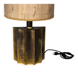 Vintage Brass Table Lamp with Fabric Shade – Original Patina. Italy 1970s