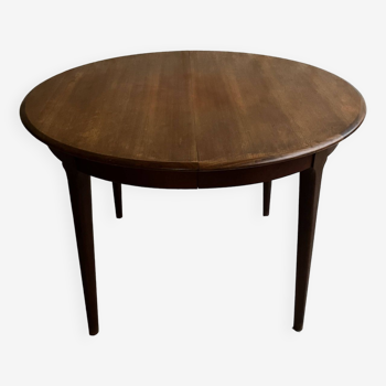 Round teak table with extension - Scandinavian midcentury - 1960s