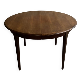 Round teak table with extension - Scandinavian midcentury - 1960s