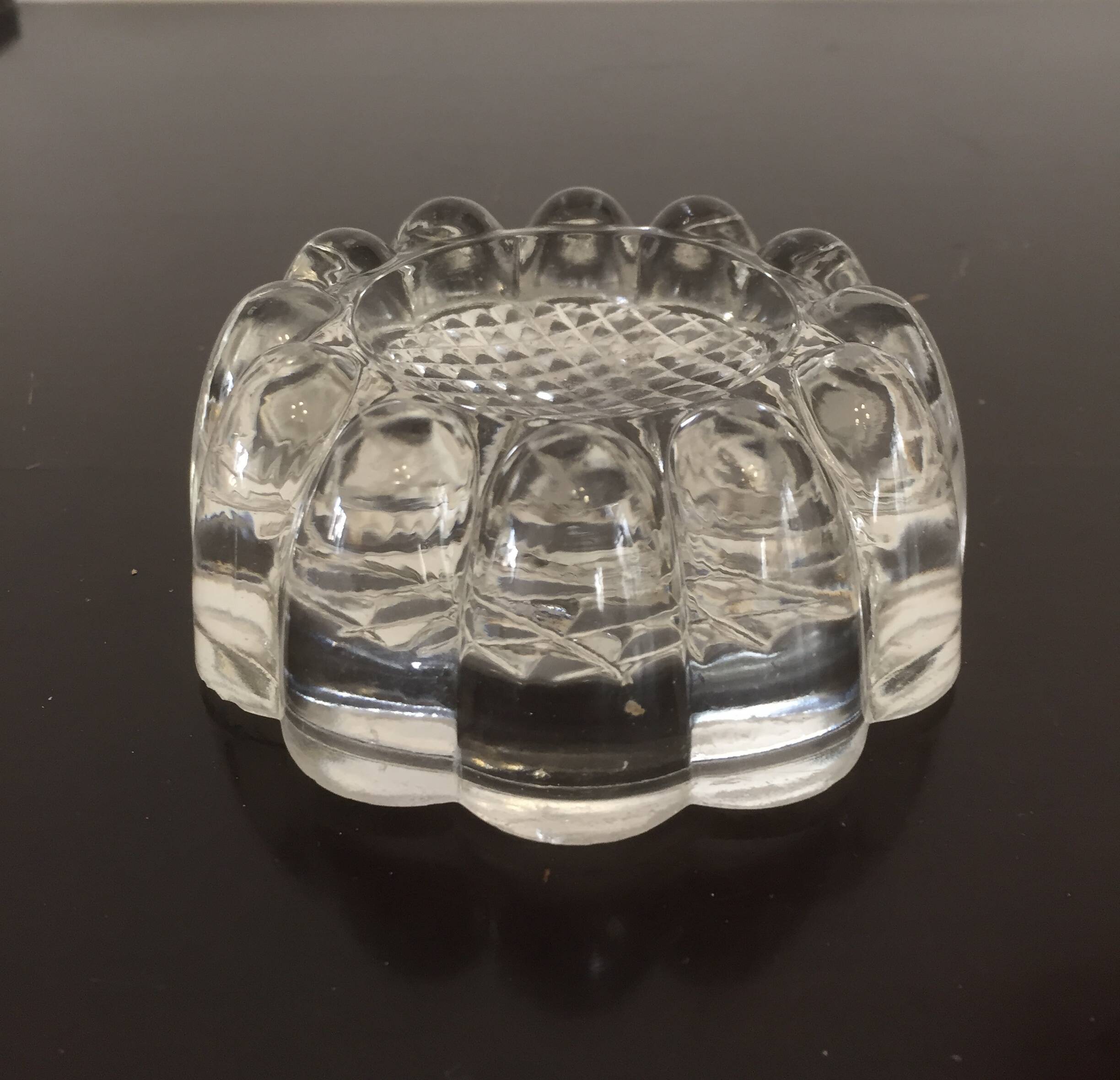 4 glass risers - piano table furniture legs - vintage