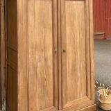 Antique wardrobe in raw solid oak