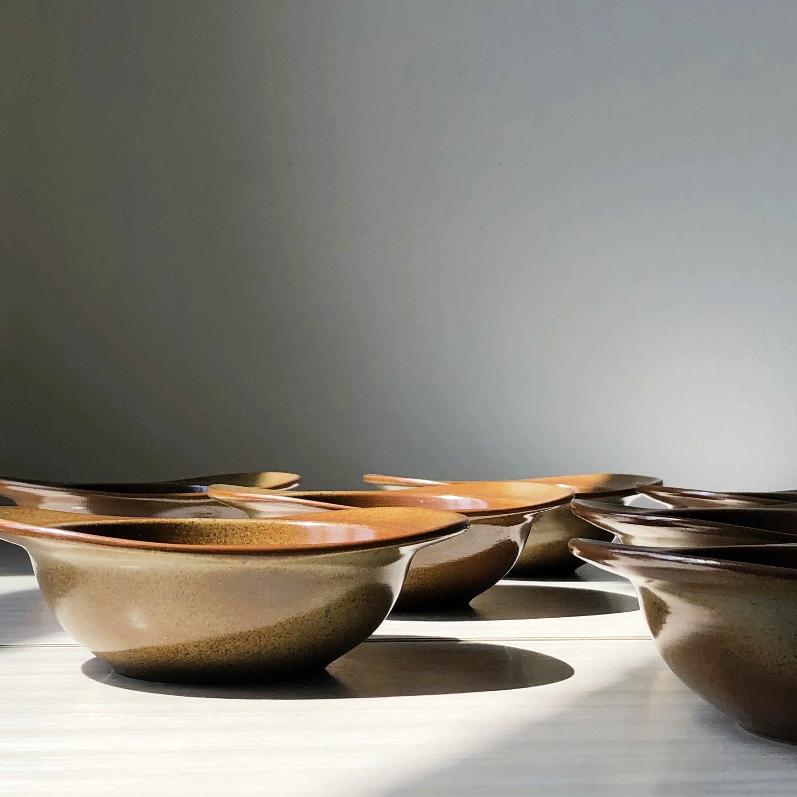 Set of 7 bowls with ears in spotted ceramic - TBE pyrite stoneware.