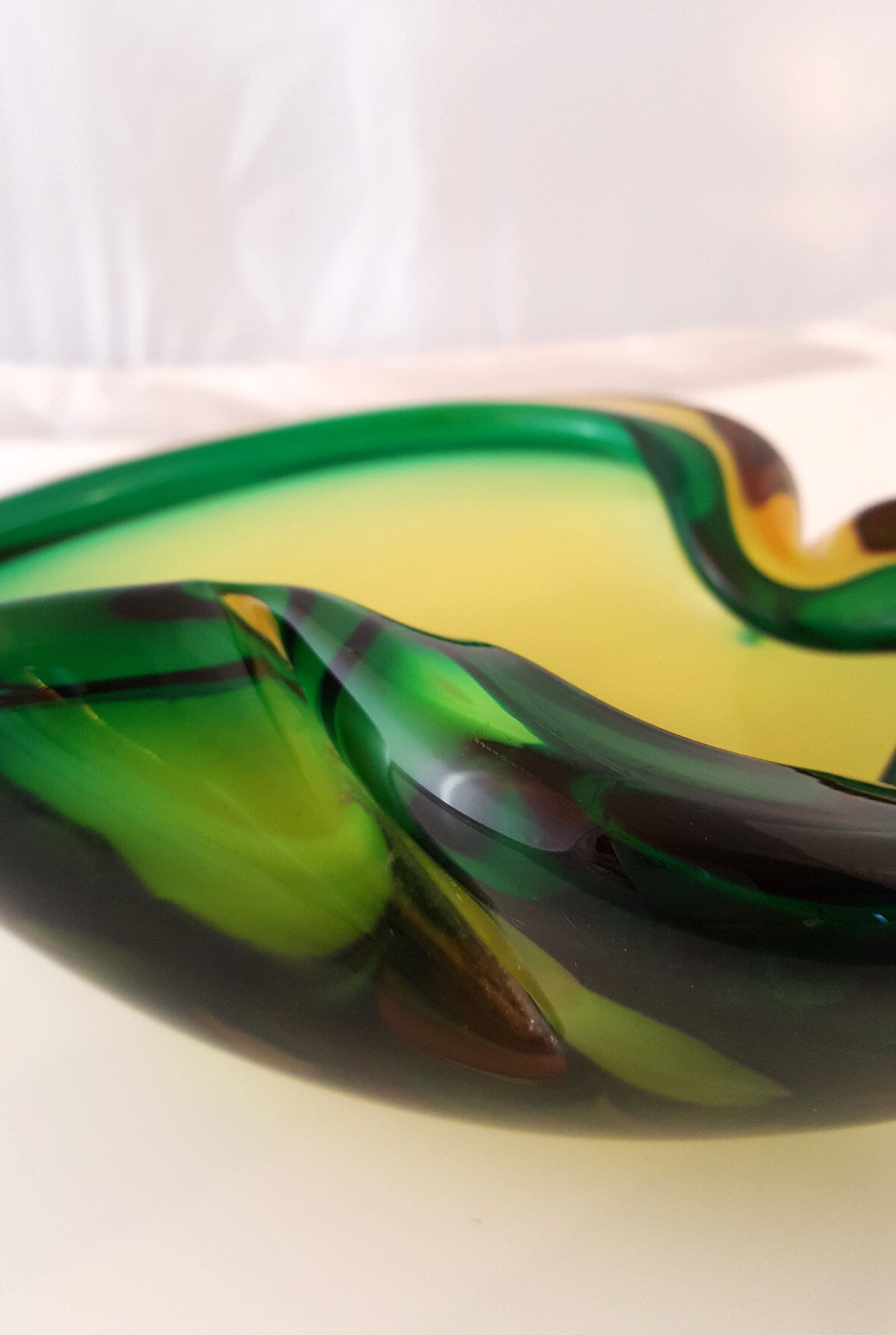 Glass ashtray "Sommerso" 1950s