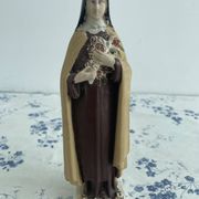 Antique statue of Saint Therese of Lisieux, religious plaster figurine