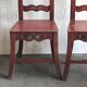 Lot de 4 chaises anciennes en bois peint marron pour salle à manger, décor floral peint main