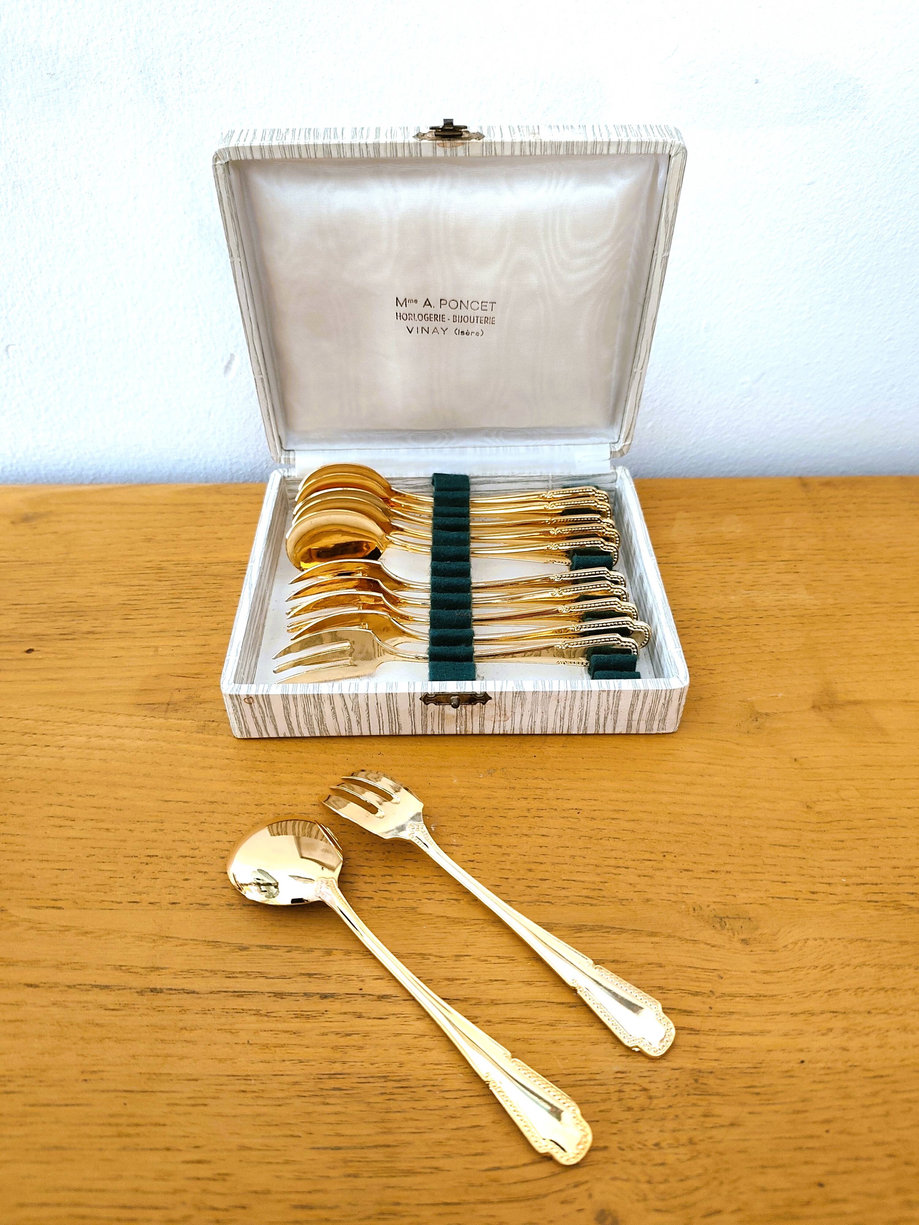 Vintage gold dessert forks and spoons