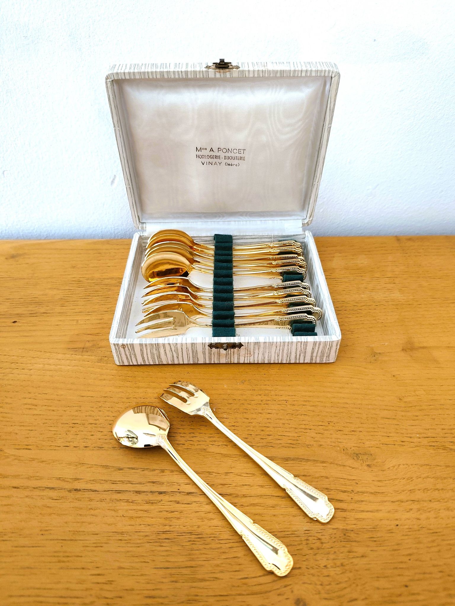 Vintage gold dessert forks and spoons