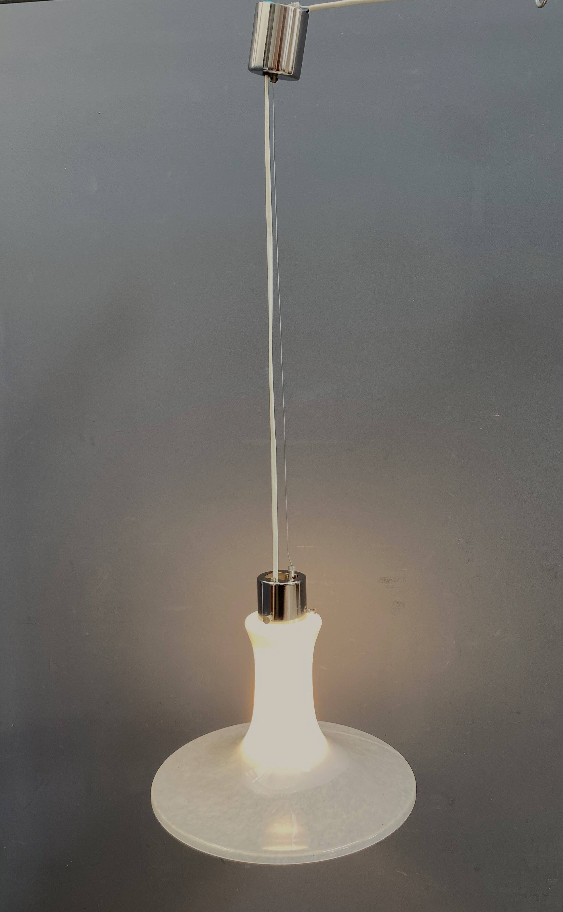 White glass pendant lamp 1980s