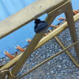 Set of 3 vintage lafuma sun loungers canvas and tubes + table