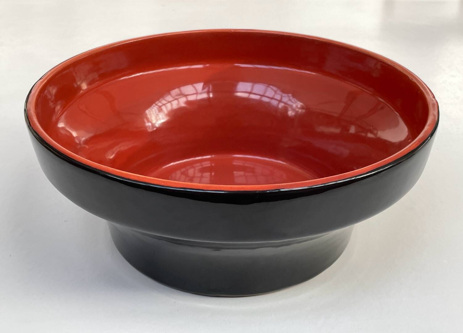 Large vintage salad bowl - Ceramic, Black and red - 1970s