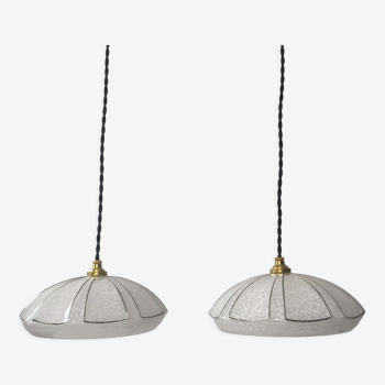 Pair of vintage art-deco pendant lamps