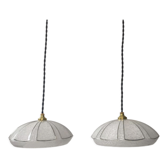 Pair of vintage art-deco pendant lamps
