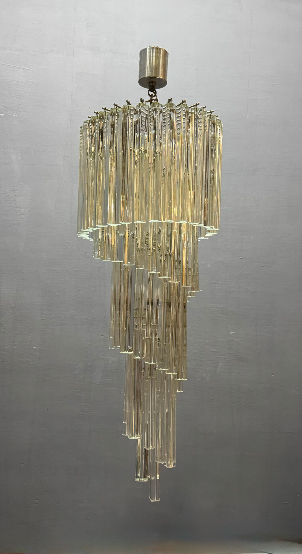 Large Murano Glass Trilobi Chandelier, Italy, 1960s