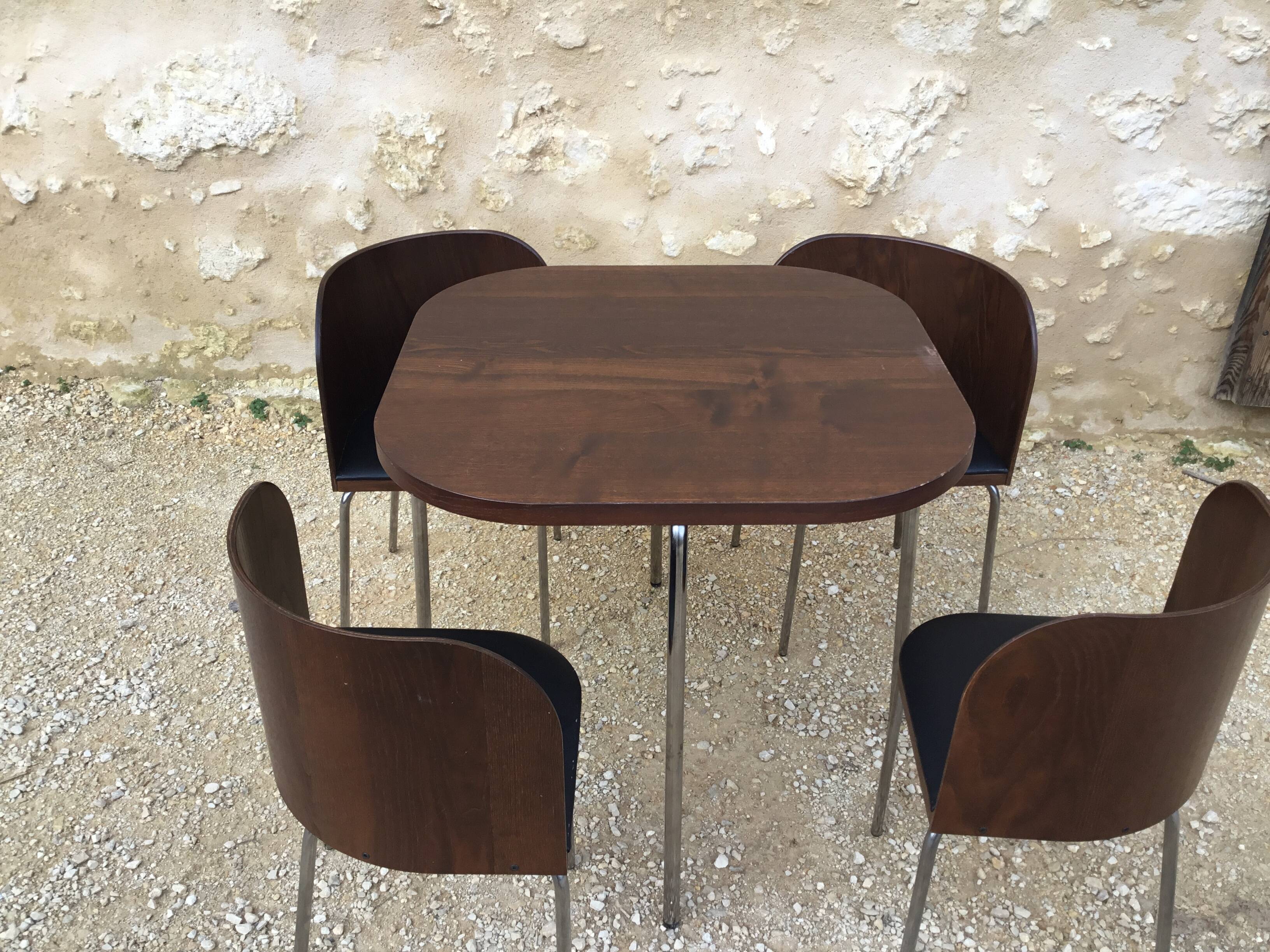 Ikea table late 20th century fusion model in dark wood and chrome legs