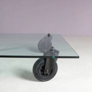 Coffee table "Table with Wheels" from the 1980s by Gae Aulenti for Fontana Arte, Italy.