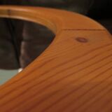 Paire de miroirs ronds scandinaves en pin 70's