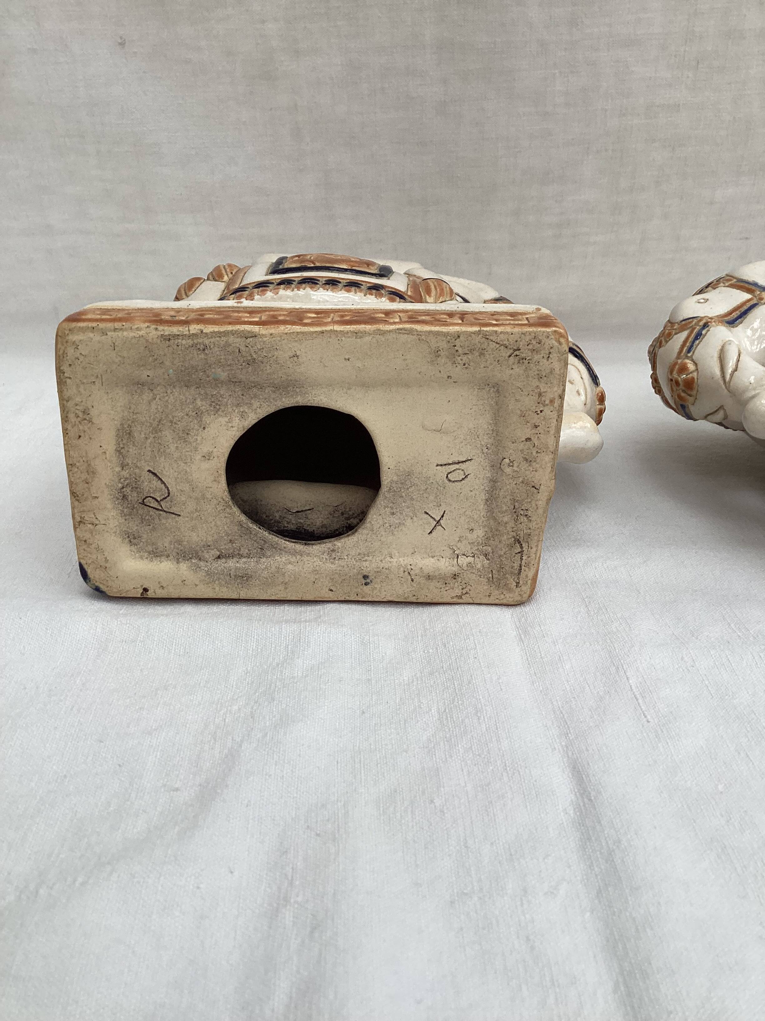 Pair of ceramic elephant ashtrays dimensions: height -14cm- width -13.5cm-