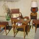 Sièges art déco assortis: 1 fauteuil bridge et 2 chaises