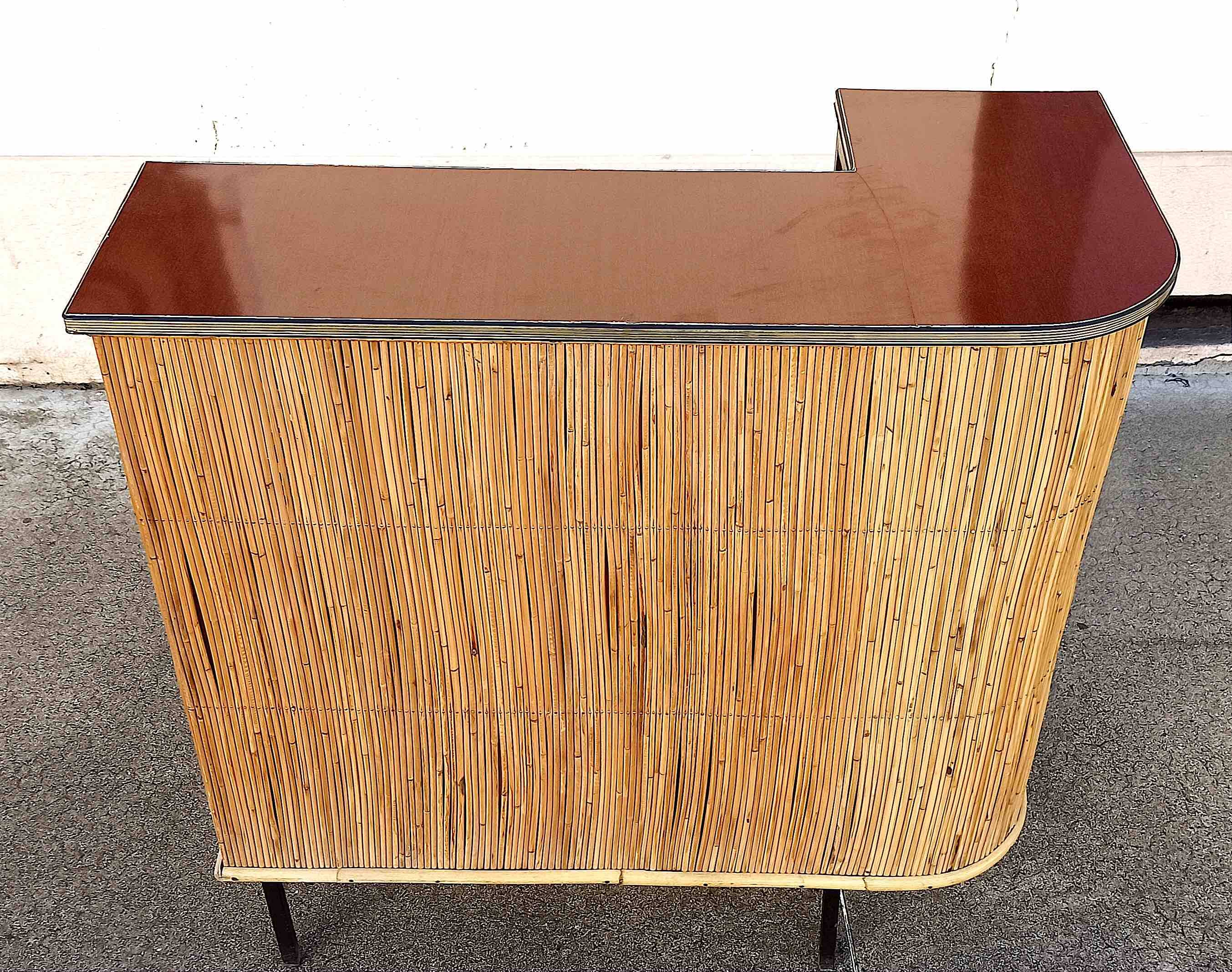 1950s wicker bar, height 108.5 cm