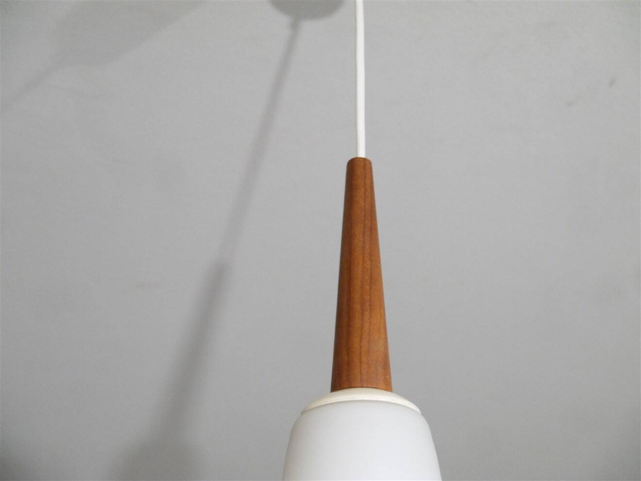 Danish teak and opaline chandelier 1960