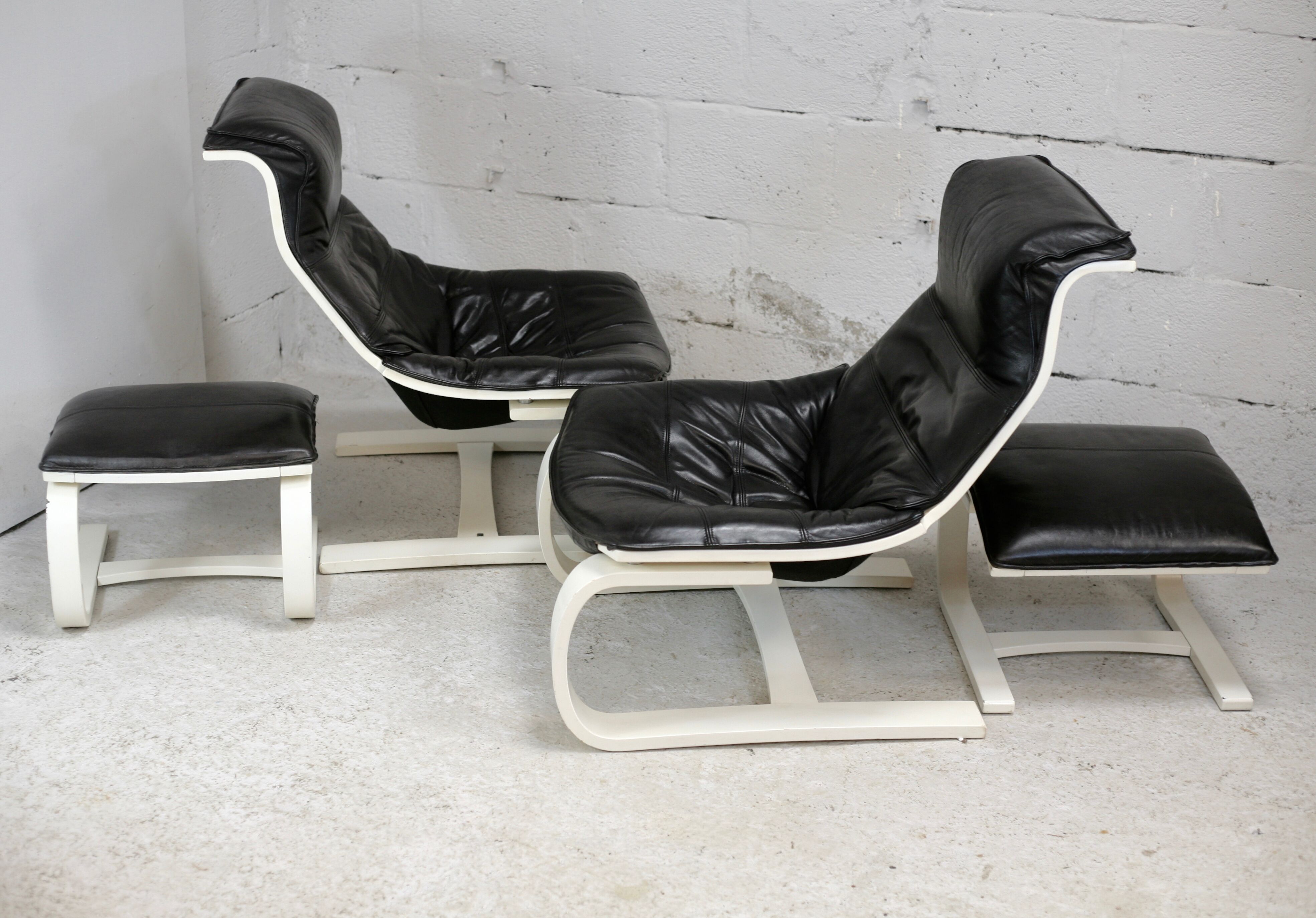 Pair of armchairs and ottomans Nelo Sweden, Sweden, circa 1975