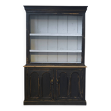Buffet deux corps patine noire intérieur blanc 1950's