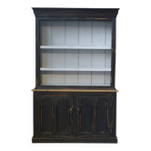 Two-body sideboard with black patina and white interior, 1950s