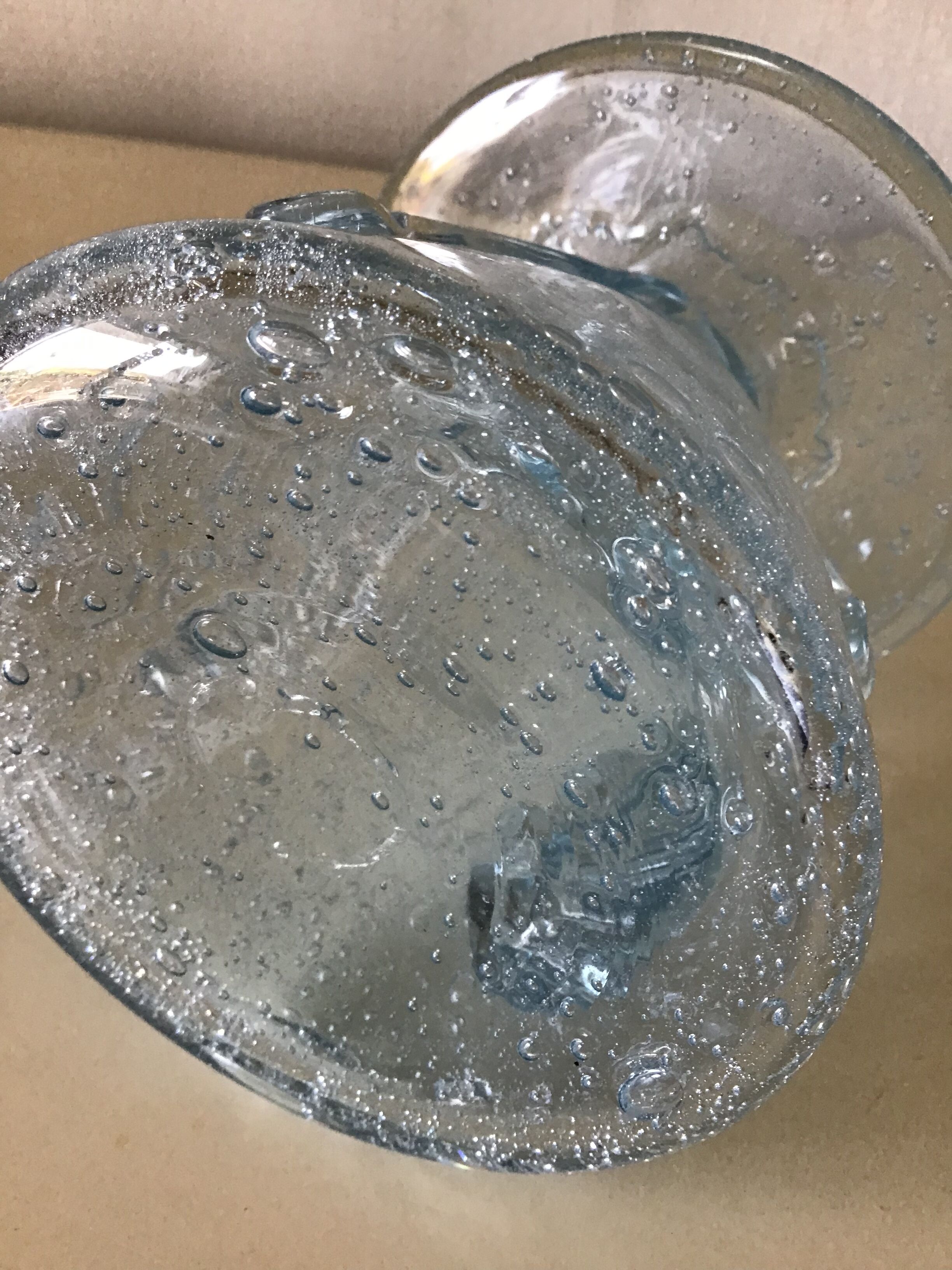 Biot bubble blow glass candle holder