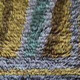 Mid-century Modern High Pile, Yellow, Aquamarine & Grey Rya Rug, Sweden, 1960s