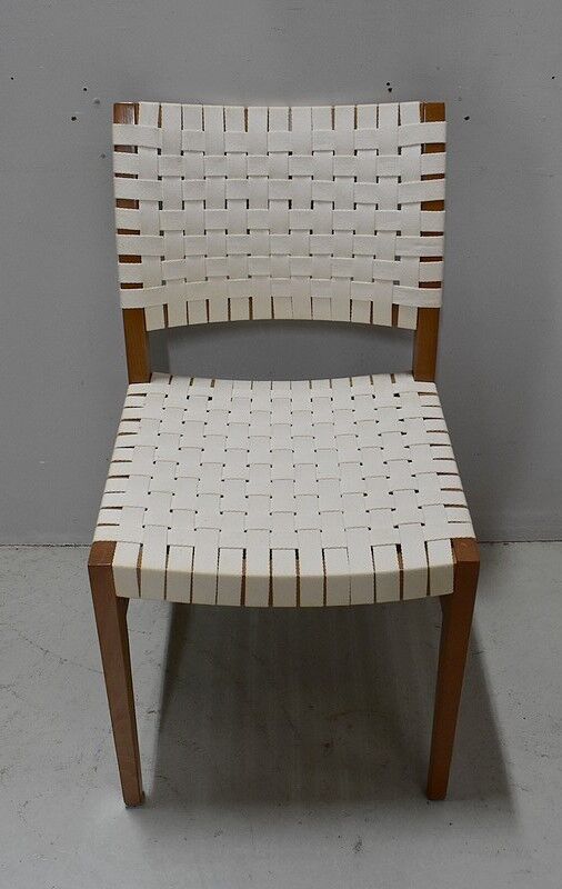 Suite of 6 vintage chairs in light beech late 20th