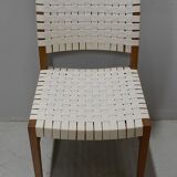 Suite of 6 vintage chairs in light beech late 20th
