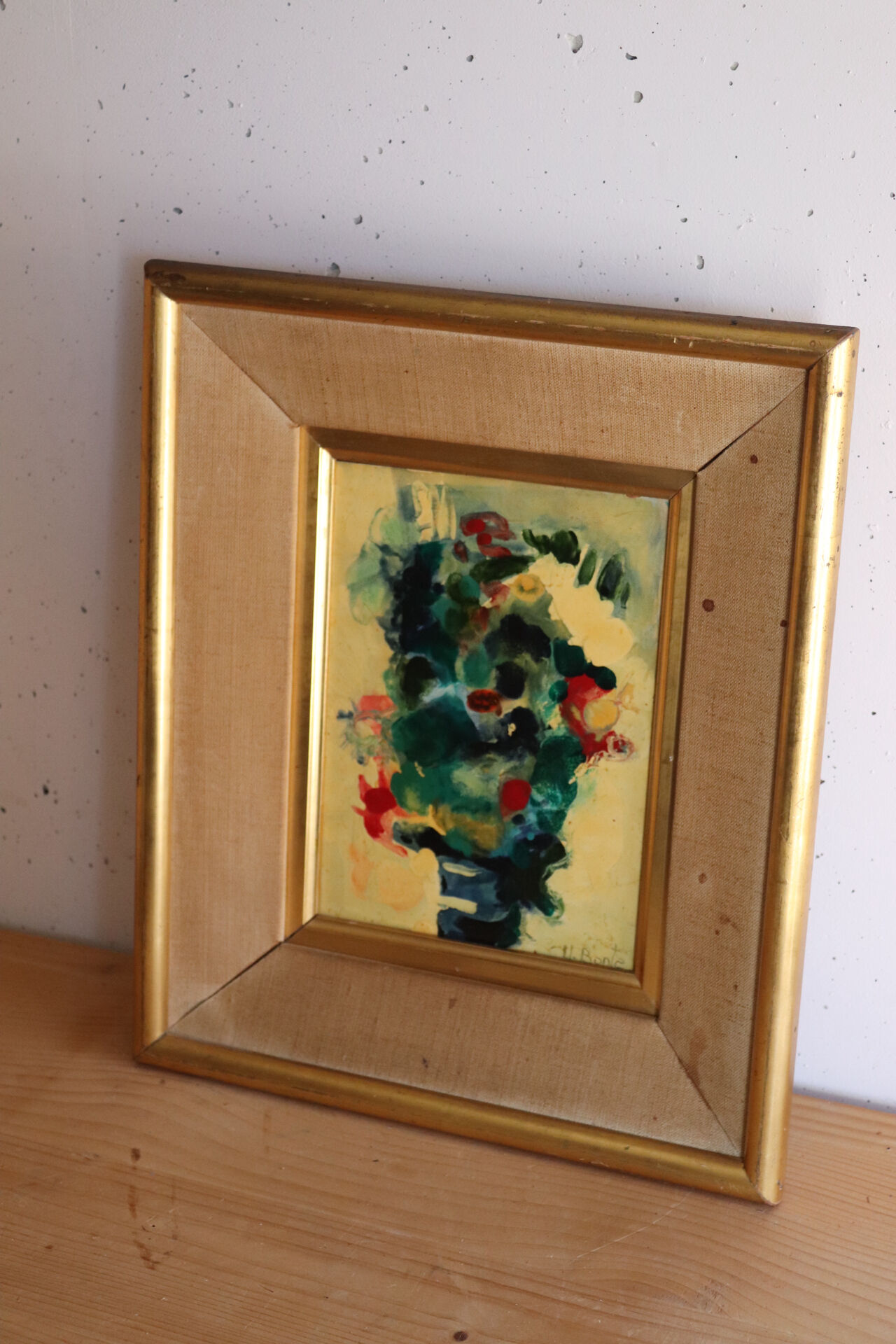 Framed abstract floral composition, around the 60s/70s.